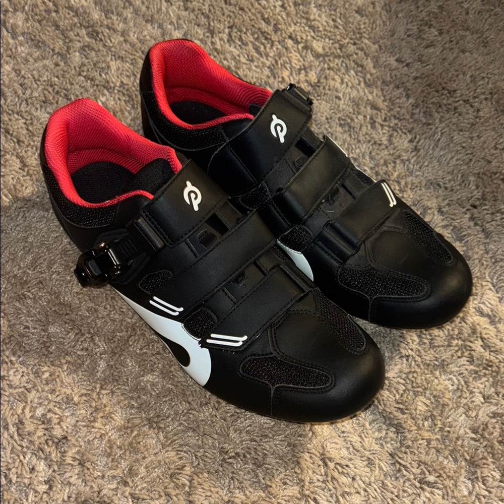 Peloton Black and Red Athletic Shoes with Velcro Straps
